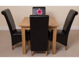 Thats Furniture Oslo 90 x 90 cm Oak Small Dining Table & 4 Montana Leather Chairs in Black - thumbnail 2