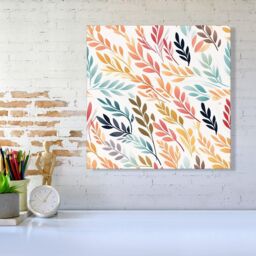 Warren Reed - Designer Colouful Sping Leaves Canvas in Orange - Size: w10 inch x h10 inch - thumbnail 2