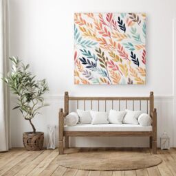Warren Reed - Designer Colouful Sping Leaves Canvas in Orange - Size: w10 inch x h10 inch - thumbnail 3