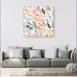Warren Reed - Designer Colouful Sping Leaves Canvas in Orange - Size: w10 inch x h10 inch - thumbnail 4