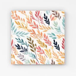 Warren Reed - Designer Colouful Sping Leaves Canvas in Orange - Size: w10 inch x h10 inch - thumbnail 1