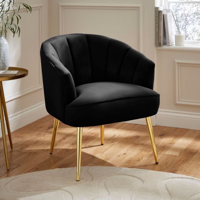 GFW Pettine Velvet Accent Chair in Black - image 1