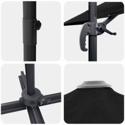 Berkfield Home Cantilever Umbrella Black Polyester canopy with metal frame Large - thumbnail 9