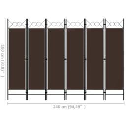 Berkfield Home 6-Panel Room Divider Brown 240x180 cm - thumbnail 6