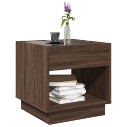 Berkfield Home Coffee Table with Infinity LED Brown Oak 50x50x50 cm - Size: 50 x 50 x 50 cm - thumbnail 5