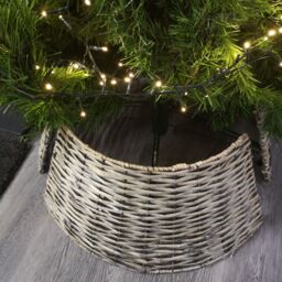 Samuel Alexander 40/58cm KD Willow Christmas Tree Skirt Wicker Rattan- Medium Natural in Brown - thumbnail 3