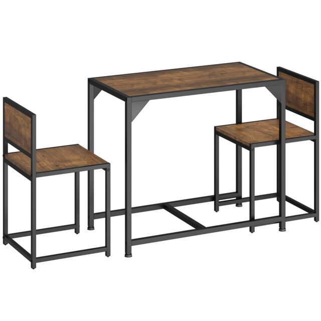 tectake Dining Table & Chairs Milton - 3-piece set in Brown - image 1