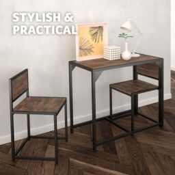 tectake Dining Table & Chairs Milton - 3-piece set in Brown - thumbnail 7