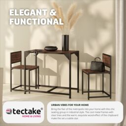 tectake Dining Table & Chairs Milton - 3-piece set in Brown - thumbnail 4