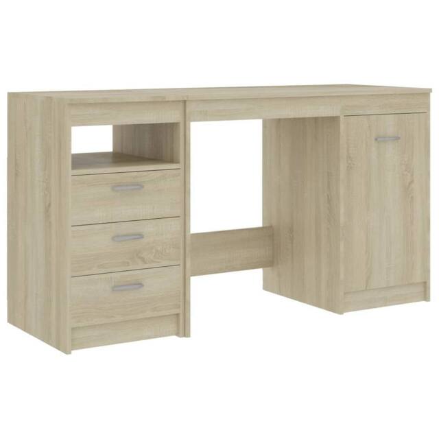 Berkfield Home Desk Sonoma Oak 140x50x76 cm Engineered Wood in Light Oak - Size: 140 x 50 x 76 cm - image 1