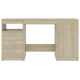 Berkfield Home Desk Sonoma Oak 140x50x76 cm Engineered Wood in Light Oak - Size: 140 x 50 x 76 cm - thumbnail 4