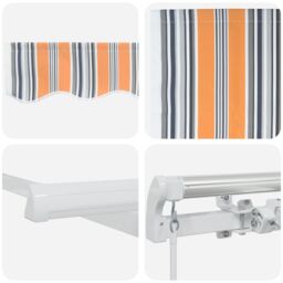 Berkfield Home Manual Retractable Awning Multicolour Stripe 400x300 cm in Orange - thumbnail 8