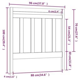 Berkfield Home Beautiful Bed Headboard Black 95x4x100 cm Solid Wood Pine - Size: 95 x 4 x 100 cm - thumbnail 6