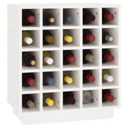 Berkfield Home Wine Cabinet White 55.5x34x61 cm Solid Wood Pine - thumbnail 4