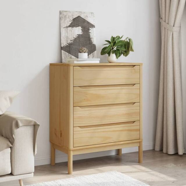 Berkfield Home Beautiful Chest of Drawers FLORO Wax Brown Solid Wood Pine in Tan - image 1