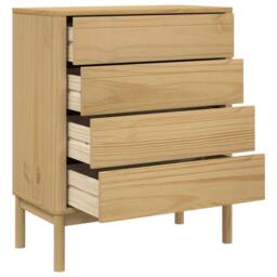 Berkfield Home Beautiful Chest of Drawers FLORO Wax Brown Solid Wood Pine in Tan - thumbnail 8