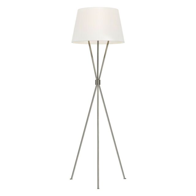 Loops Floor Lamp White Shade Highly Polished Nickel Finish LED E27 60W Bulb in Metallics