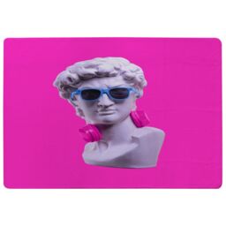 Benjamin Tate Design Plaster Statue Of David'S Head In Blue Sunglasses Designer Rug in Natural - Size: Large - thumbnail 1