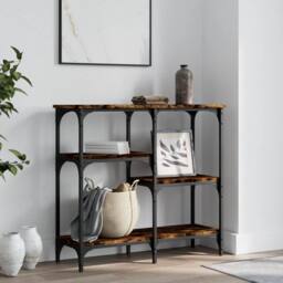 Berkfield Home Decorative Console Table Smoked Oak 80x29x75 cm Engineered Wood in Brown - Size: 80 x 29 x 75 cm - thumbnail 2