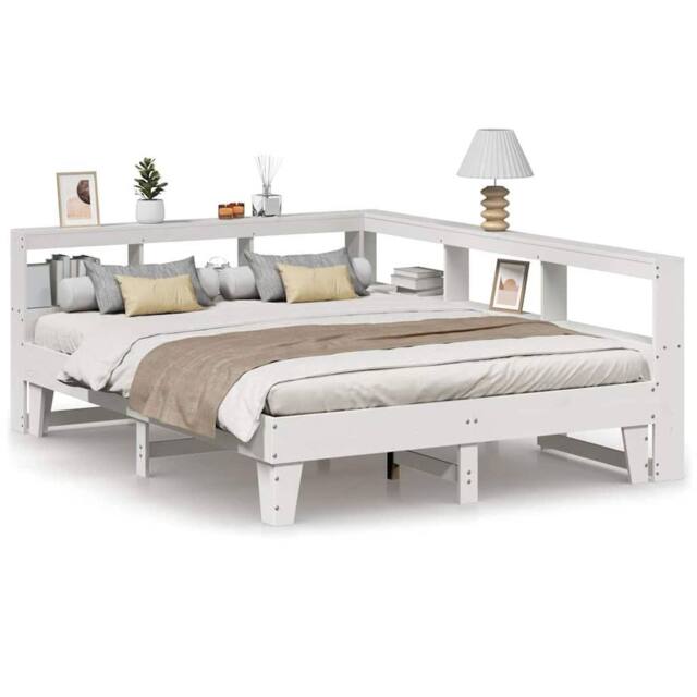 Berkfield Home Bookcase Bed without Mattress White 140x200cm Solid Wood Pine - Size: 140x200 cm - image 1