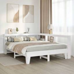 Berkfield Home Bookcase Bed without Mattress White 140x200cm Solid Wood Pine - Size: 140x200 cm - thumbnail 4