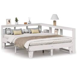 Berkfield Home Bookcase Bed without Mattress White 140x200cm Solid Wood Pine - Size: 140x200 cm - thumbnail 1