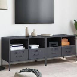 Berkfield Home TV Cabinets 2 pcs Anthracite 68x39x50.5 cm Steel in Grey - thumbnail 2