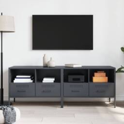 Berkfield Home TV Cabinets 2 pcs Anthracite 68x39x50.5 cm Steel in Grey - thumbnail 1