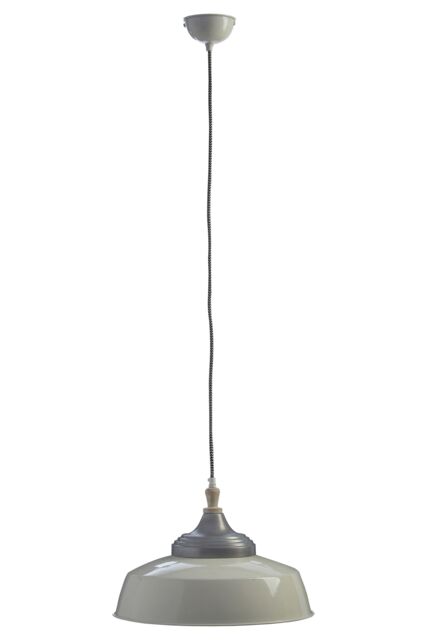 Orsina Large White Pendant Light, Bowl Shaped Iron Shade with Wooden Holder, Adjustable Ceiling Light Fixture - image 1