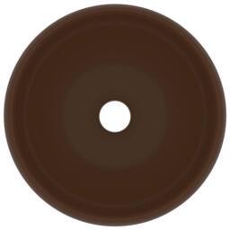 Berkfield Home Luxury Wash Basin Round Matt Dark Brown 40x15 cm Ceramic - thumbnail 3
