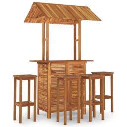 Berkfield Home 5 Piece Garden Bar Set Solid Wood Acacia in Brown - thumbnail 2