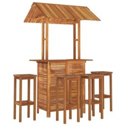 Berkfield Home 5 Piece Garden Bar Set Solid Wood Acacia in Brown - thumbnail 3