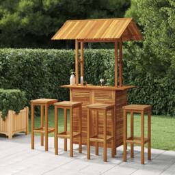 Berkfield Home 5 Piece Garden Bar Set Solid Wood Acacia in Brown - thumbnail 1
