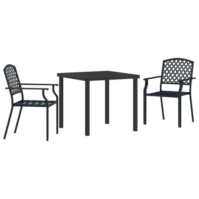 Berkfield Home 3 Piece Garden Dining Set Anthracite Steel in Black - image 1