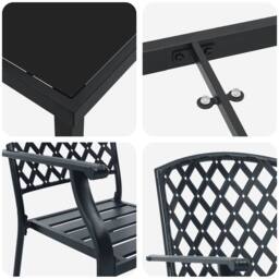 Berkfield Home 3 Piece Garden Dining Set Anthracite Steel in Black - thumbnail 9