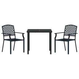 Berkfield Home 3 Piece Garden Dining Set Anthracite Steel in Black - thumbnail 7