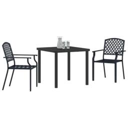 Berkfield Home 3 Piece Garden Dining Set Anthracite Steel in Black - thumbnail 3