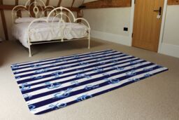 Benjamin Tate Design Blue Anchors On Navy Striped Rug in Natural - Size: Large - thumbnail 3