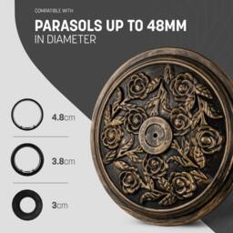 Keplin Parasol Base Stand 9kg, Umbrella Holder for Garden - Fits 45mm Pole in Bronze - thumbnail 7