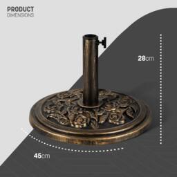 Keplin Parasol Base Stand 9kg, Umbrella Holder for Garden - Fits 45mm Pole in Bronze - thumbnail 2
