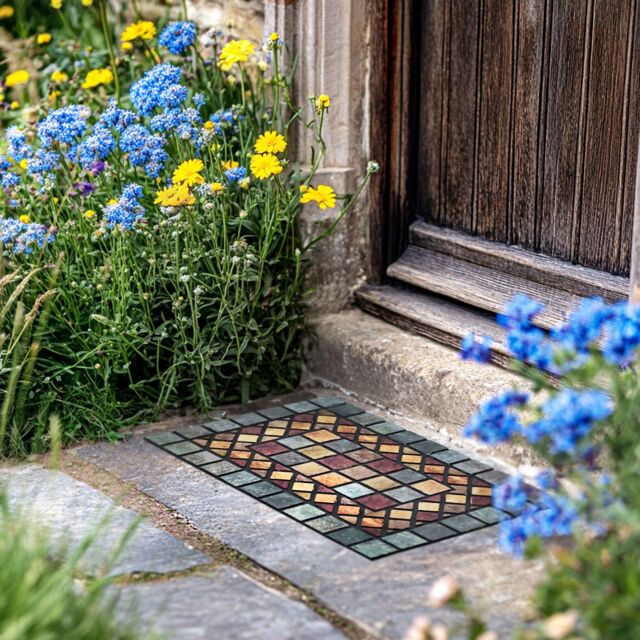 Nicoman Eco-Friendly Elegant Tile Mat Barrier Doormat Blue Border - Size: 90 cm x 60 cm - image 1