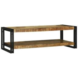 Berkfield Home Modern Coffee Table 120x50x38 cm Solid Wood Rough Mango in Brown - Size: 120 x 50 x 38 cm - thumbnail 5