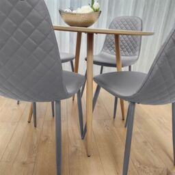 KOSY KOALA Beige Dining Table Set with Gem Pattern Chairs & Leather Upholstery in Brown - thumbnail 6