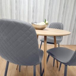 KOSY KOALA Beige Dining Table Set with Gem Pattern Chairs & Leather Upholstery in Brown - thumbnail 2