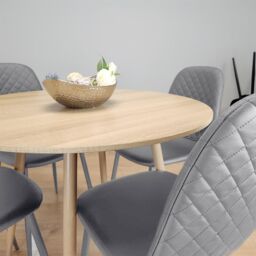 KOSY KOALA Beige Dining Table Set with Gem Pattern Chairs & Leather Upholstery in Brown - thumbnail 5