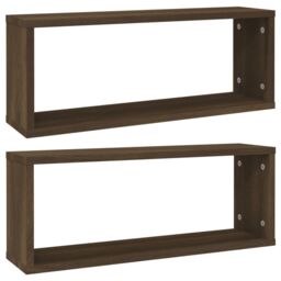 Berkfield Home Wall Cube Shelves 2 pcs Brown Oak 60x15x23 cm Engineered Wood - Size: 60 x 15 x 23 cm - thumbnail 2