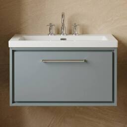 Balterley Bathroom 1 Soft Close Drawer Wall Hung Fireclay Basin, Grey, 800mm in Grey - thumbnail 3