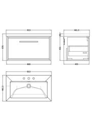 Balterley Bathroom 1 Soft Close Drawer Wall Hung Fireclay Basin, Grey, 800mm in Grey - thumbnail 2