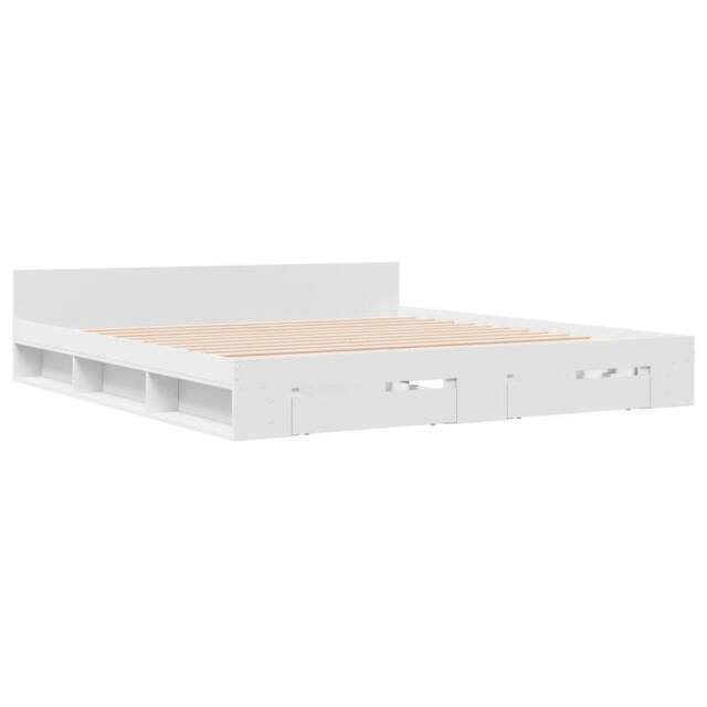Berkfield Home Modern Bed Frame with Drawers without Mattress White 180x200 cm S - Size: Super King - image 1