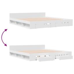 Berkfield Home Modern Bed Frame with Drawers without Mattress White 180x200 cm S - Size: Super King - thumbnail 7